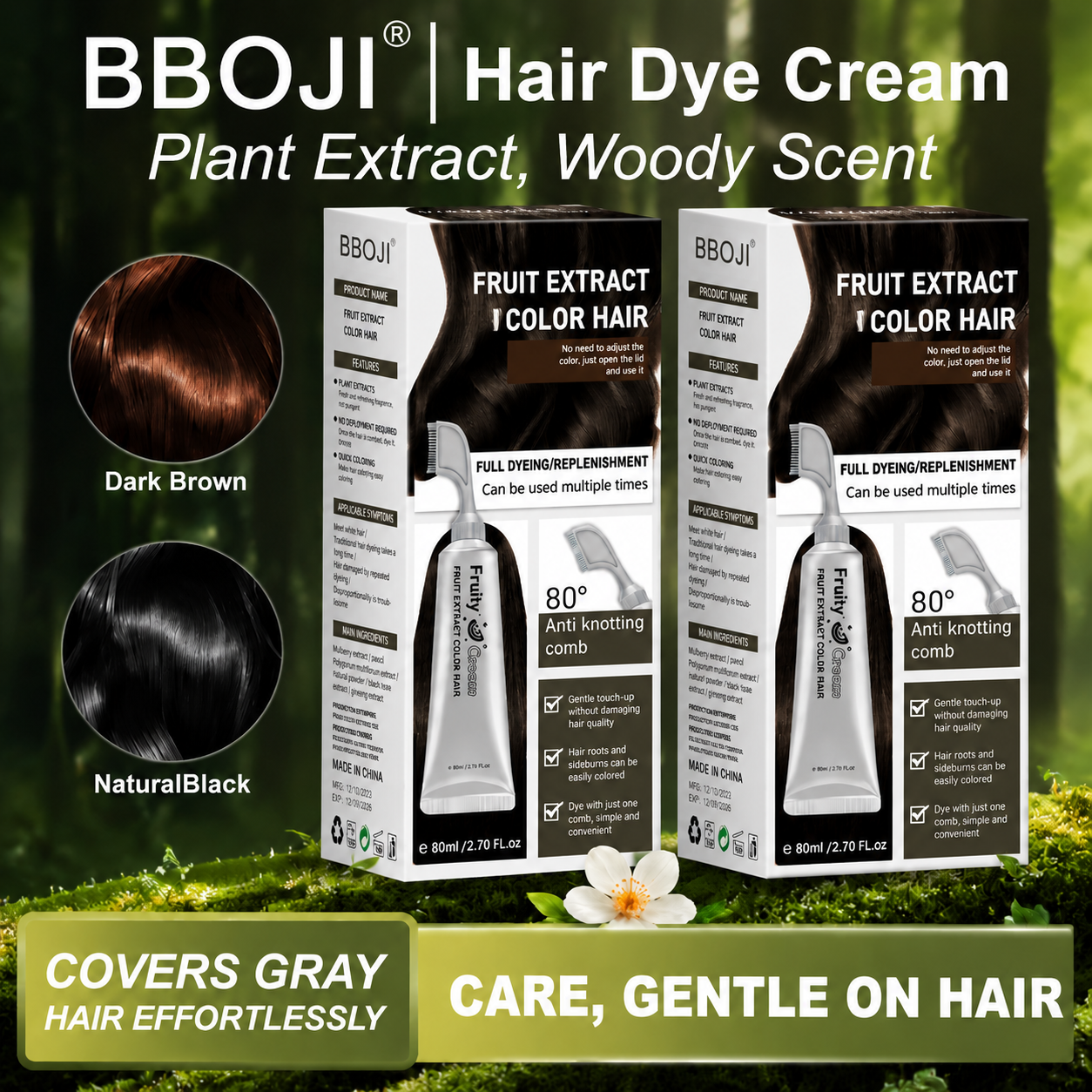 Comb-In Hair Dye Creamfor Gray Coverage