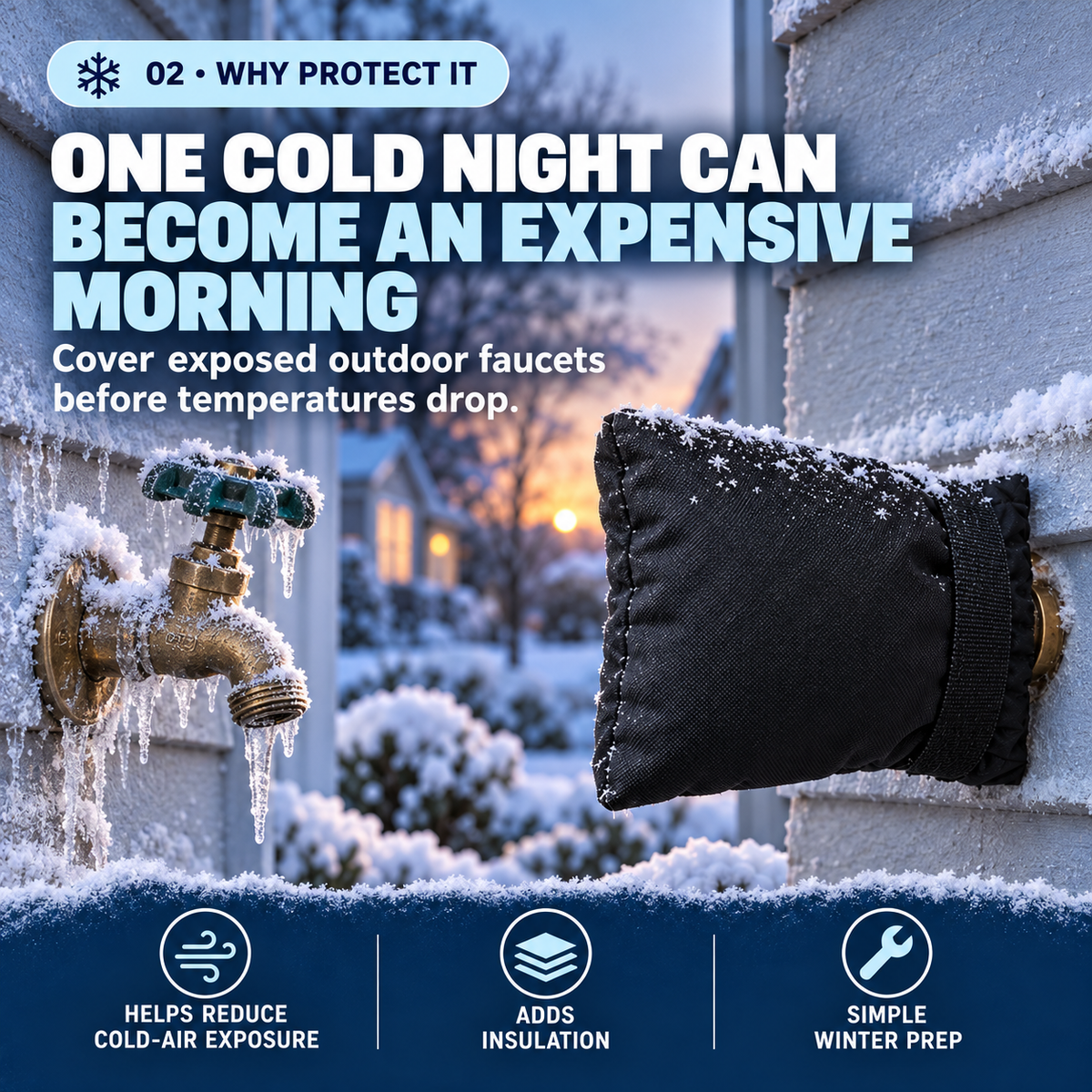 Thickened Outdoor Faucet Covers, Waterproof Insulated Hose Bib Socks
