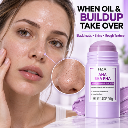 HZA Exfoliating Clay Mask Stick with AHA BHA PHA & Glycolic Acid