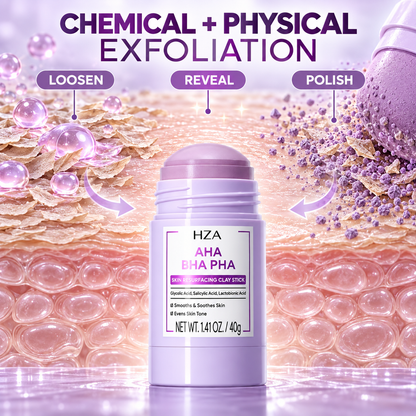 HZA Exfoliating Clay Mask Stick with AHA BHA PHA & Glycolic Acid