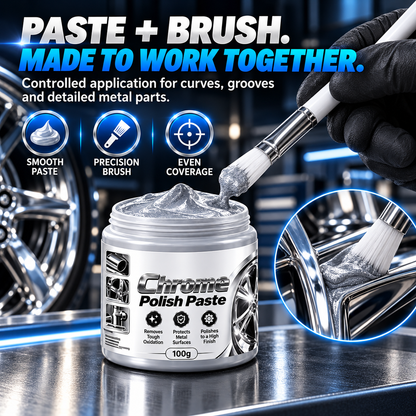 Metal Chrome Polish & Restorer Paste with Brush