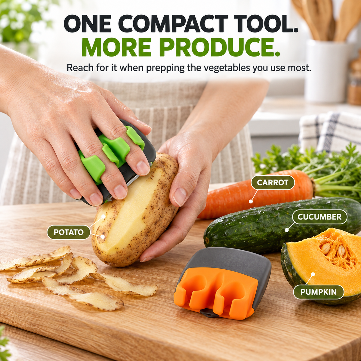Hand Vegetable Peeler Palm Peeler Rubber Finger Grips Comfortable to Peel Pumpkin, Carrot, Cucumber, Potato and More