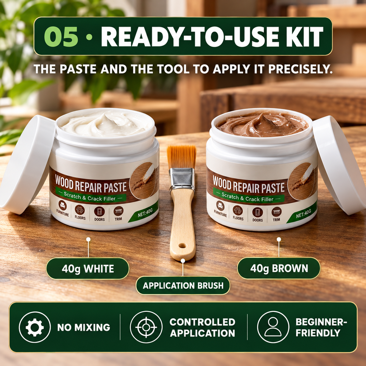 Wood Repair Paste for Furniture and Floor