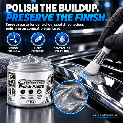 Metal Chrome Polish & Restorer Paste with Brush