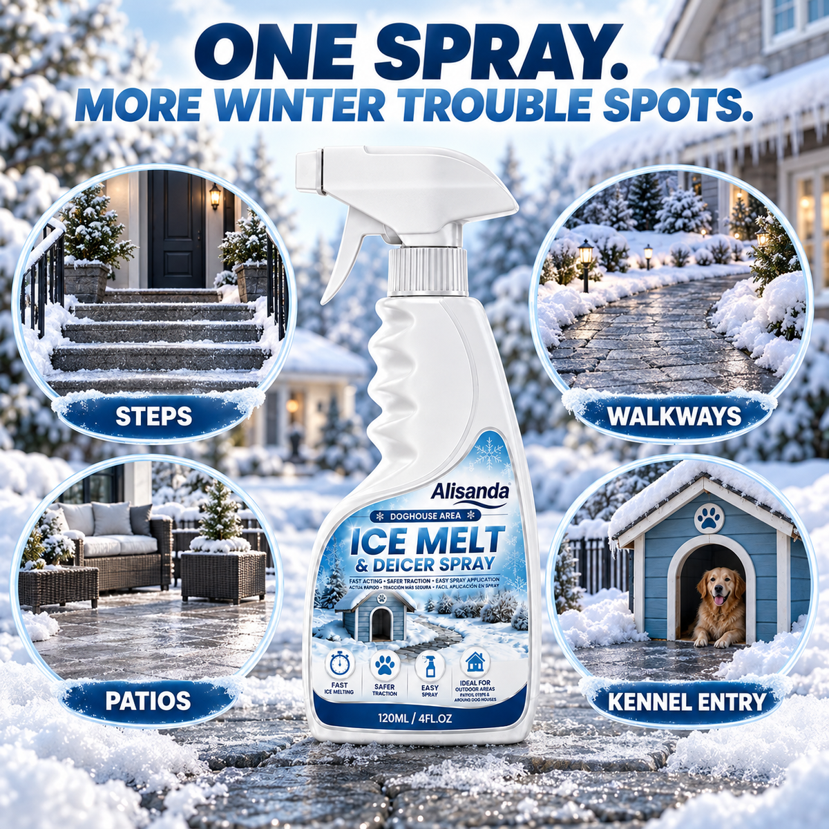 🔥Buy 2 Get 1 Free🔥Outdoor De-Icing & Snow Melting Spray – pet-safe, dissolves frost on contact