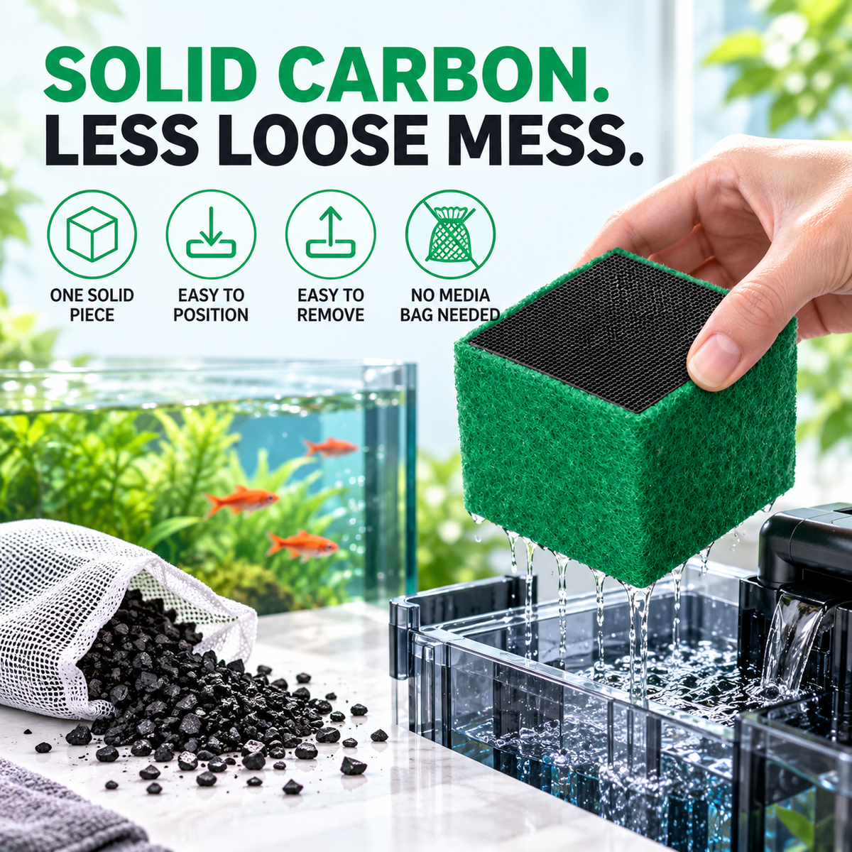 Activated Carbon Filter Cube for Aquarium Water Purification