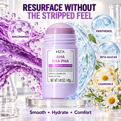 HZA Exfoliating Clay Mask Stick with AHA BHA PHA & Glycolic Acid