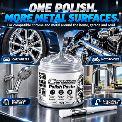 Metal Chrome Polish & Restorer Paste with Brush