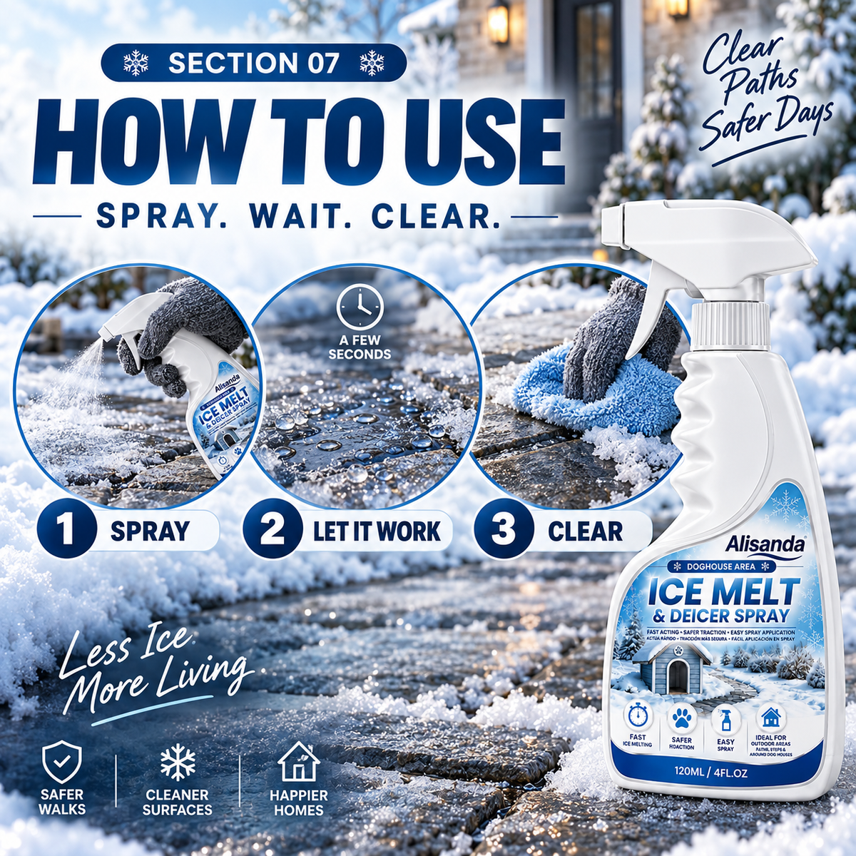 🔥Buy 2 Get 1 Free🔥Outdoor De-Icing & Snow Melting Spray – pet-safe, dissolves frost on contact