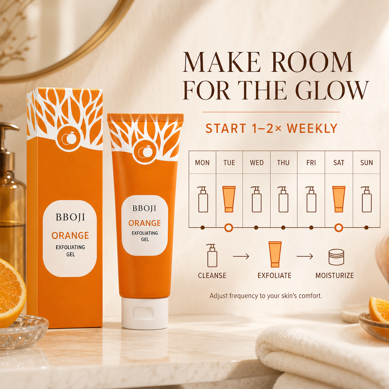 BBOJI Orange Exfoliating Gel weekly routine guide