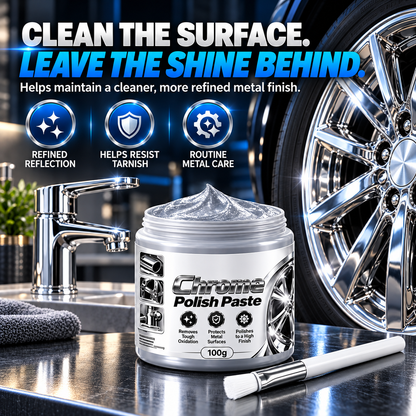 Metal Chrome Polish & Restorer Paste with Brush