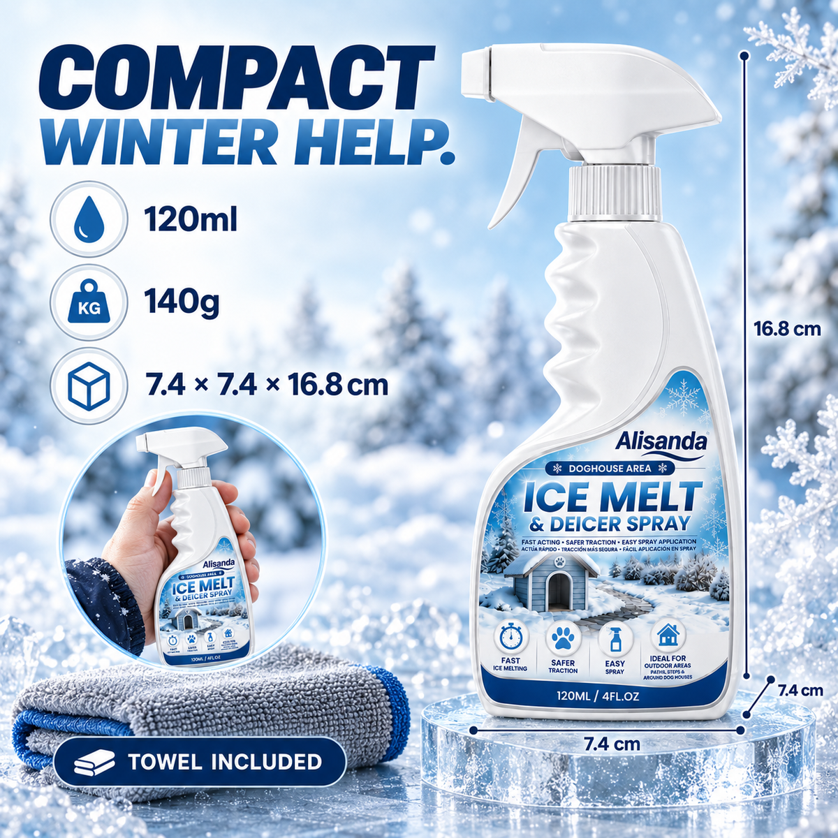 🔥Buy 2 Get 1 Free🔥Outdoor De-Icing & Snow Melting Spray – pet-safe, dissolves frost on contact