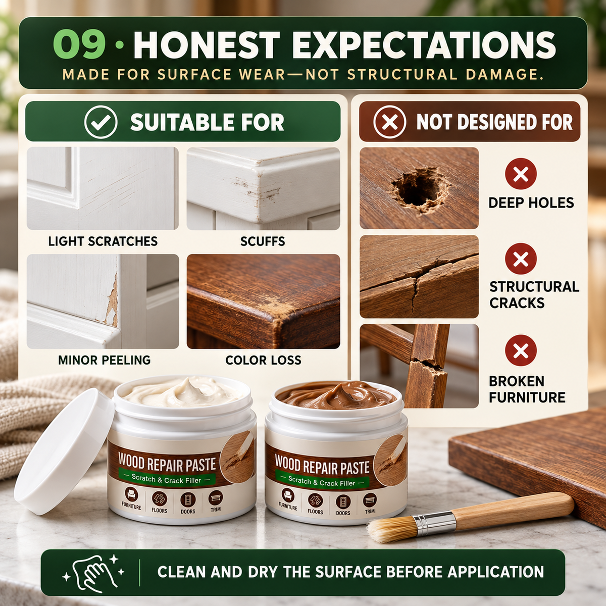 Wood Repair Paste for Furniture and Floor