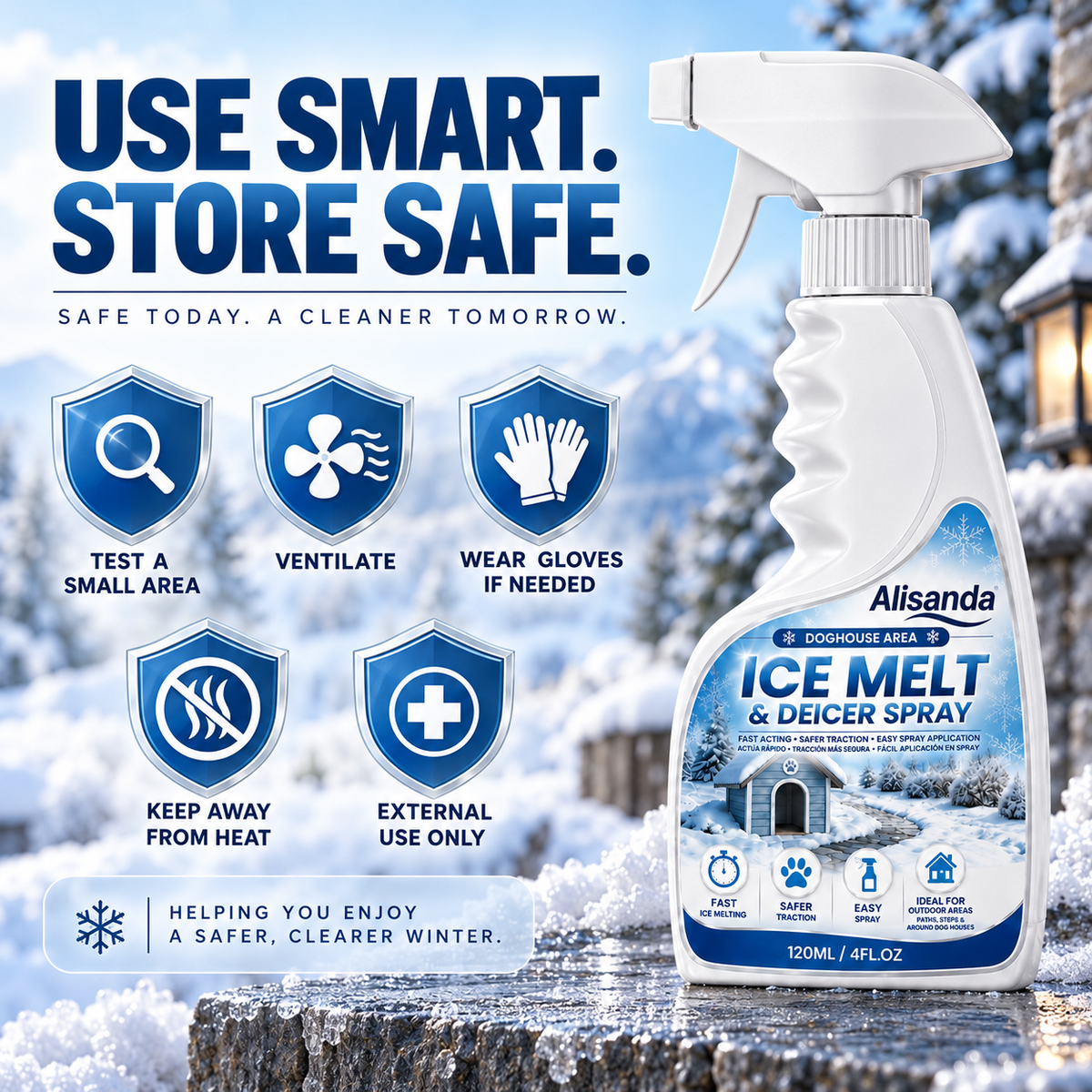 🔥Buy 2 Get 1 Free🔥Outdoor De-Icing & Snow Melting Spray – pet-safe, dissolves frost on contact