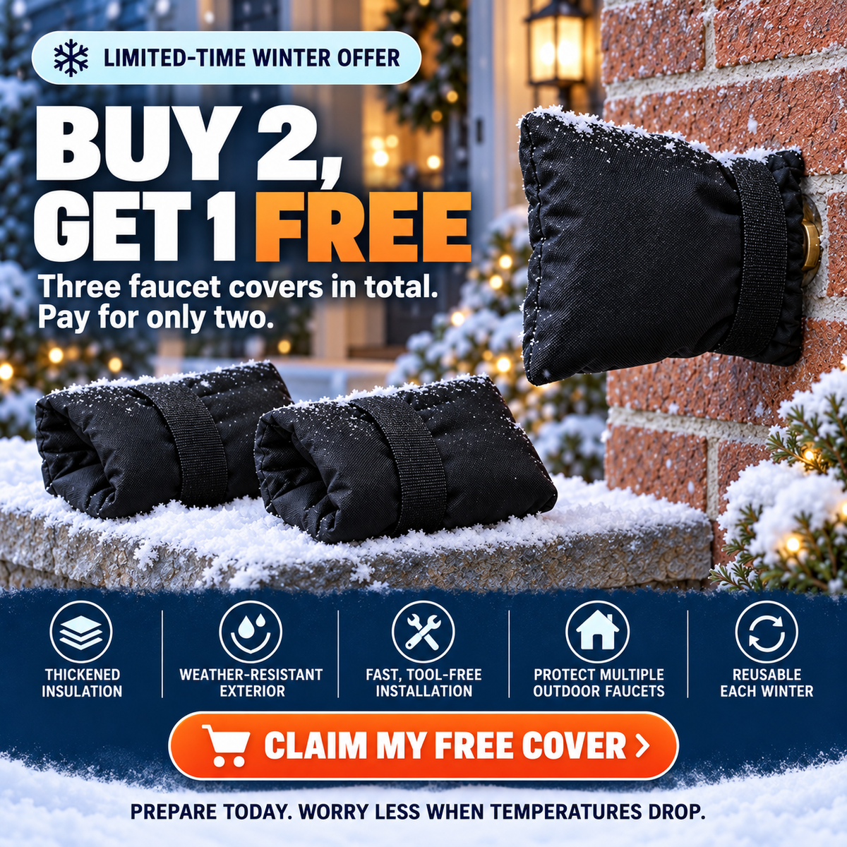 Thickened Outdoor Faucet Covers, Waterproof Insulated Hose Bib Socks