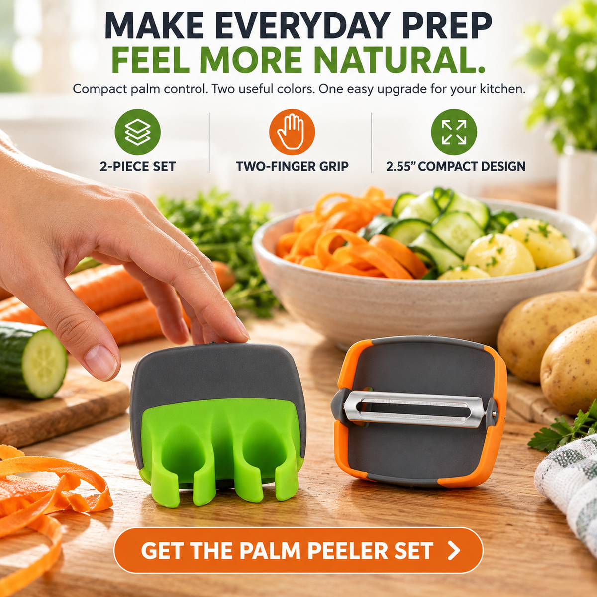 Hand Vegetable Peeler Palm Peeler Rubber Finger Grips Comfortable to Peel Pumpkin, Carrot, Cucumber, Potato and More
