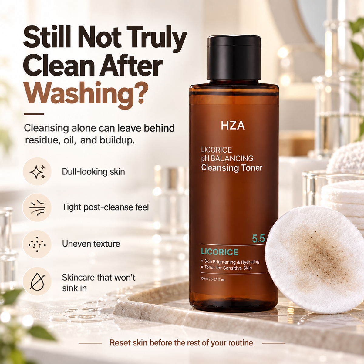 HZA Licorice pH 5.5 Balancing Cleansing Toner, 5.07 fl oz