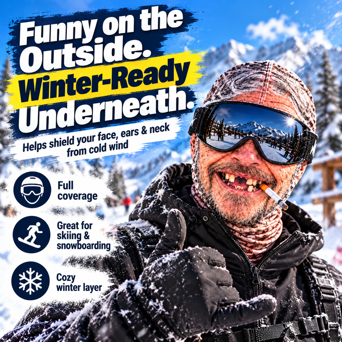 Old Man Ski Winter Face Mask 3D Funny Realistic Face Balaclava Party Gear