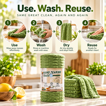 🔥Buy 2 Get 1 Free🔥Tear-Off Microfiber Cleaning Cloth Roll, Absorbent Lint-Free