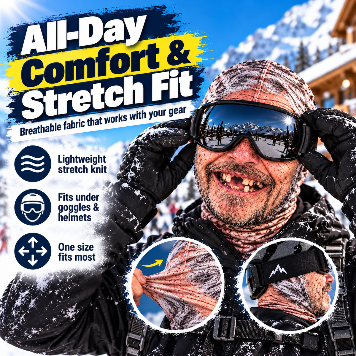 Old Man Ski Winter Face Mask 3D Funny Realistic Face Balaclava Party Gear
