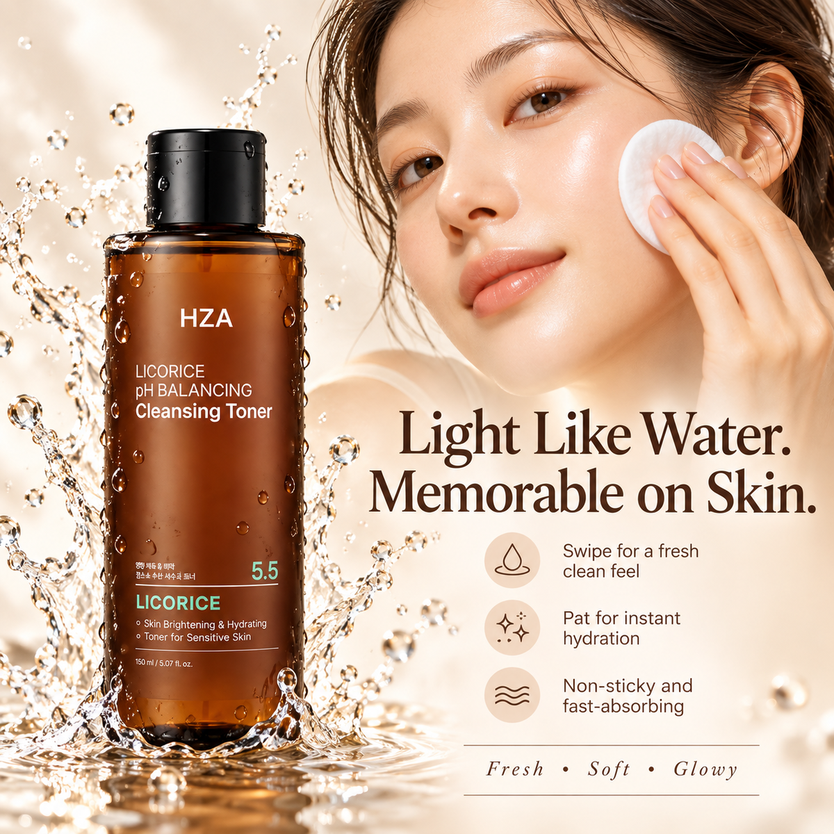 HZA Licorice pH 5.5 Balancing Cleansing Toner, 5.07 fl oz