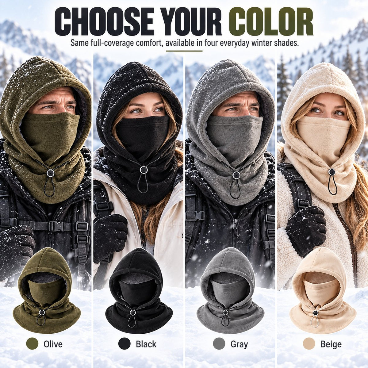 One-piece flannel warm mask hat– Full Face & Neck Winter Protection for Outdoor Adventures