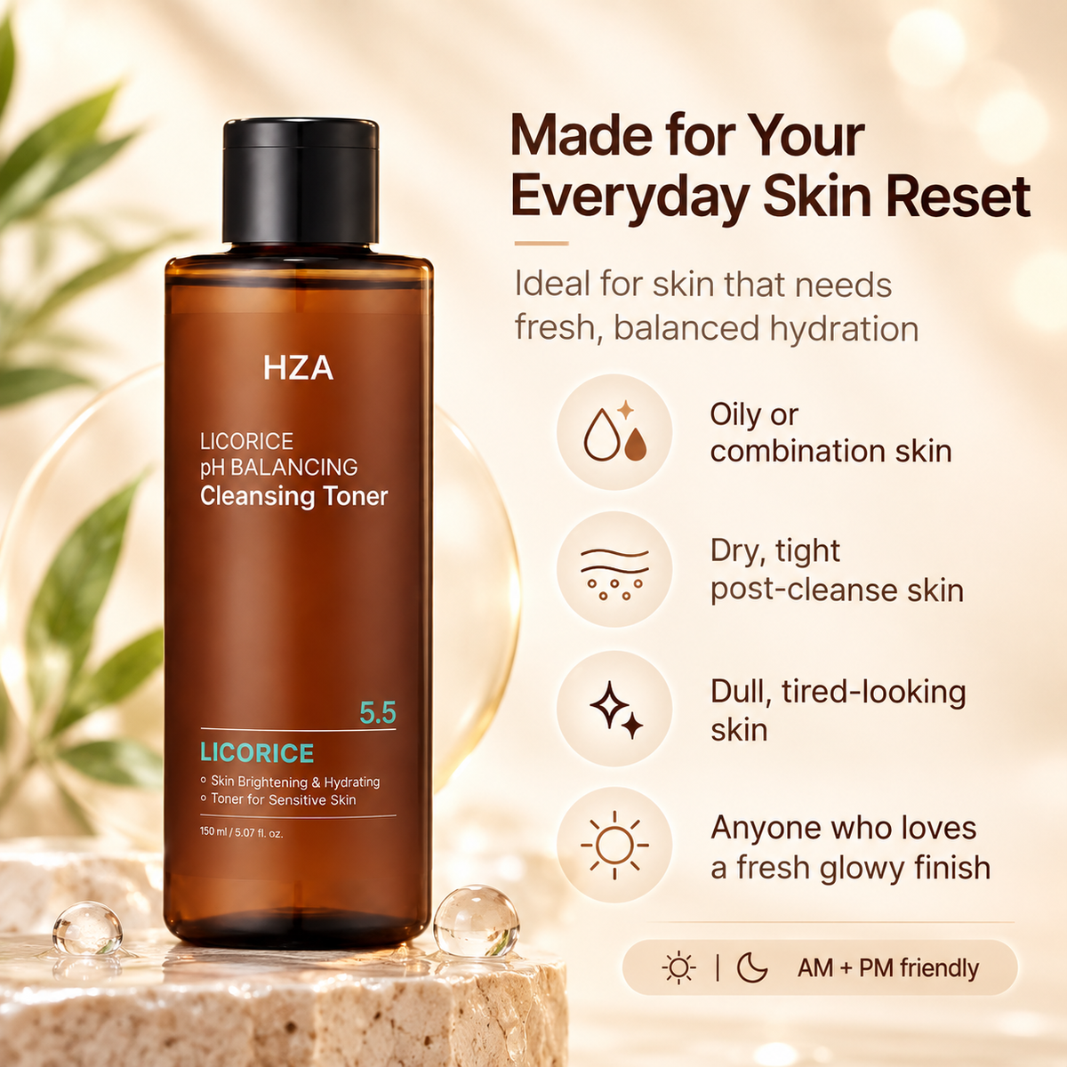 HZA Licorice pH 5.5 Balancing Cleansing Toner, 5.07 fl oz