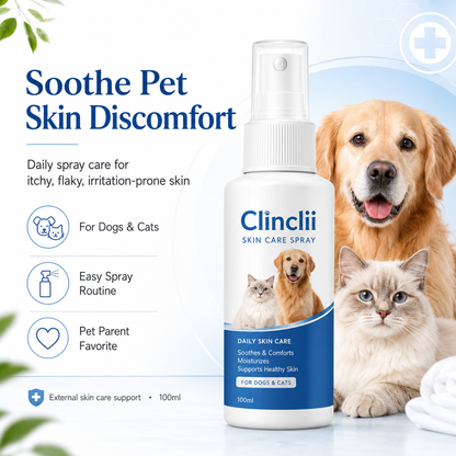 Clinclii™ Pet Skin Care Spray | Gentle Relief Support for Itchy, Flaky & Irritation-Prone Skin
