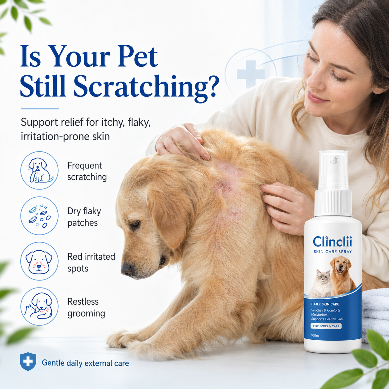 Clinclii™ Pet Skin Care Spray | Gentle Relief Support for Itchy, Flaky & Irritation-Prone Skin