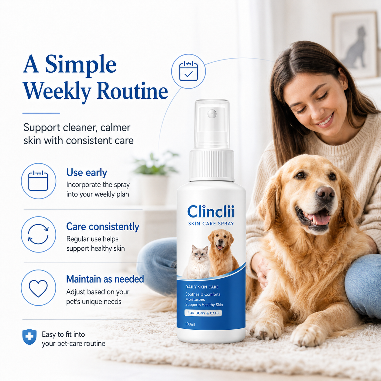 Clinclii™ Pet Skin Care Spray | Gentle Relief Support for Itchy, Flaky & Irritation-Prone Skin
