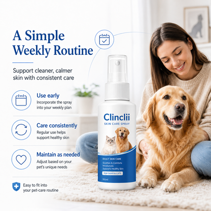 Clinclii™ Pet Skin Care Spray | Gentle Relief Support for Itchy, Flaky & Irritation-Prone Skin