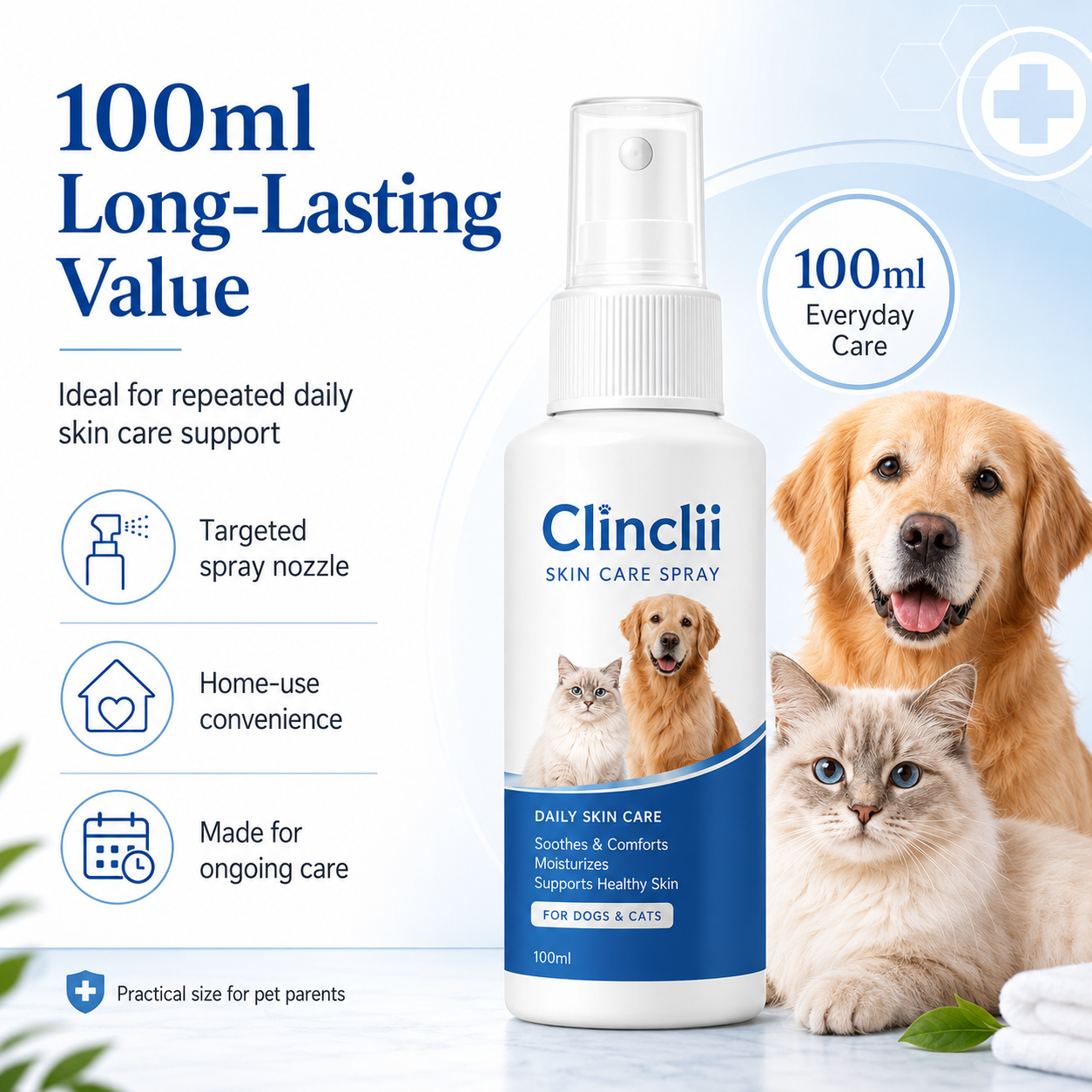 Clinclii™ Pet Skin Care Spray | Gentle Relief Support for Itchy, Flaky & Irritation-Prone Skin