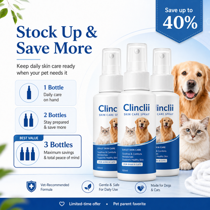 Clinclii™ Pet Skin Care Spray | Gentle Relief Support for Itchy, Flaky & Irritation-Prone Skin