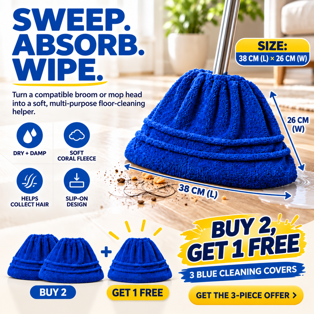 Household multi-functional lazy-person vacuuming broom