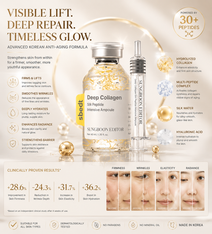 Deep Collagen Silk Peptide Intensive Lifting Ampoule Serum - Korean Anti-Aging Facial Essence