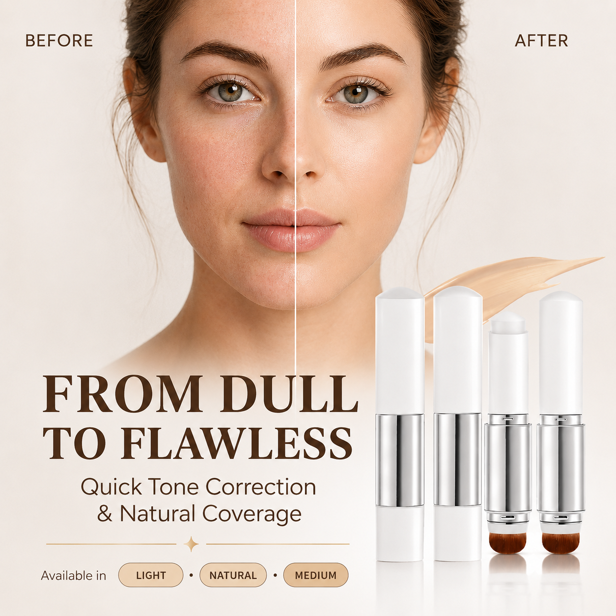 🎉BUY 1 GET 1 FREE🎉Color-Changing Foundation Stick with Collagen Capsules - Dual-Ended with Detachable Brush