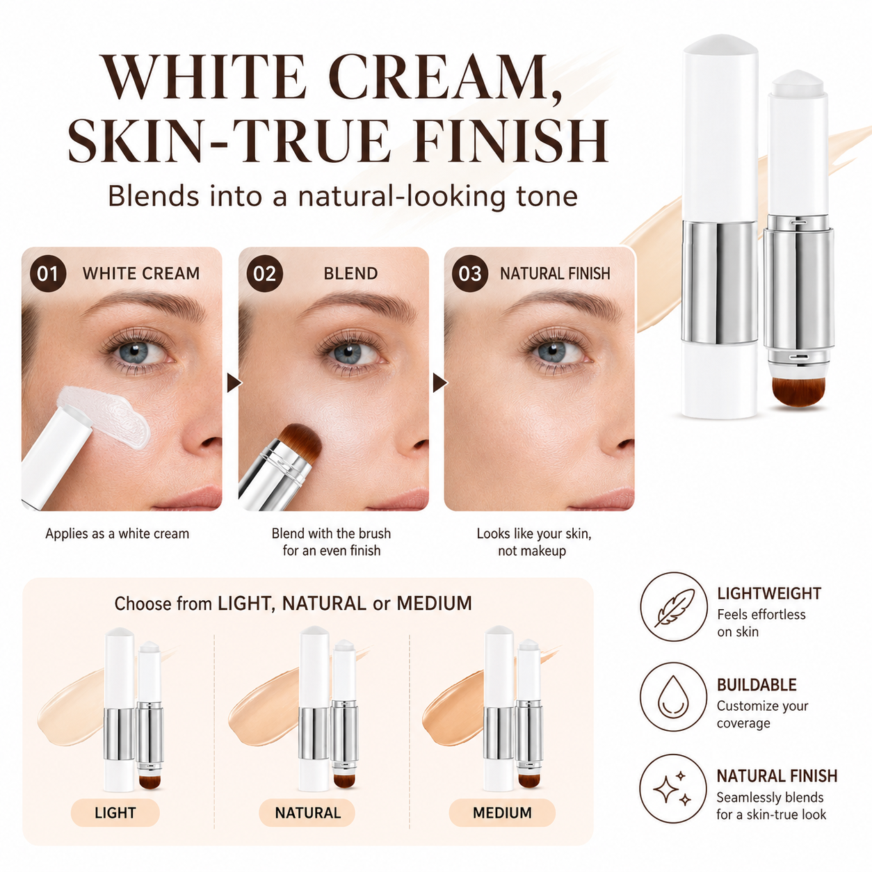 🎉BUY 1 GET 1 FREE🎉Color-Changing Foundation Stick with Collagen Capsules - Dual-Ended with Detachable Brush