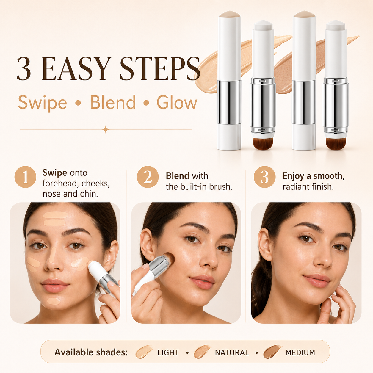 🎉BUY 1 GET 1 FREE🎉Color-Changing Foundation Stick with Collagen Capsules - Dual-Ended with Detachable Brush